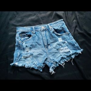 Ripped Denim Jean Shorts